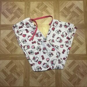 Y2K baggy hello kitty white and pink s/m pajama pants